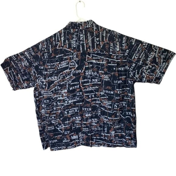 Harley Davidson Men's Button Up Camp Shirt Size 3XL AOP States Road Map Vintage - Picture 2 of 4